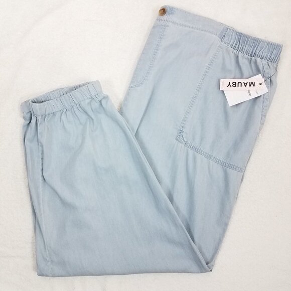 NEW Mauby Size 2X Lightweight Chambray Jogger Pants in Light Blue Champ NWT $109